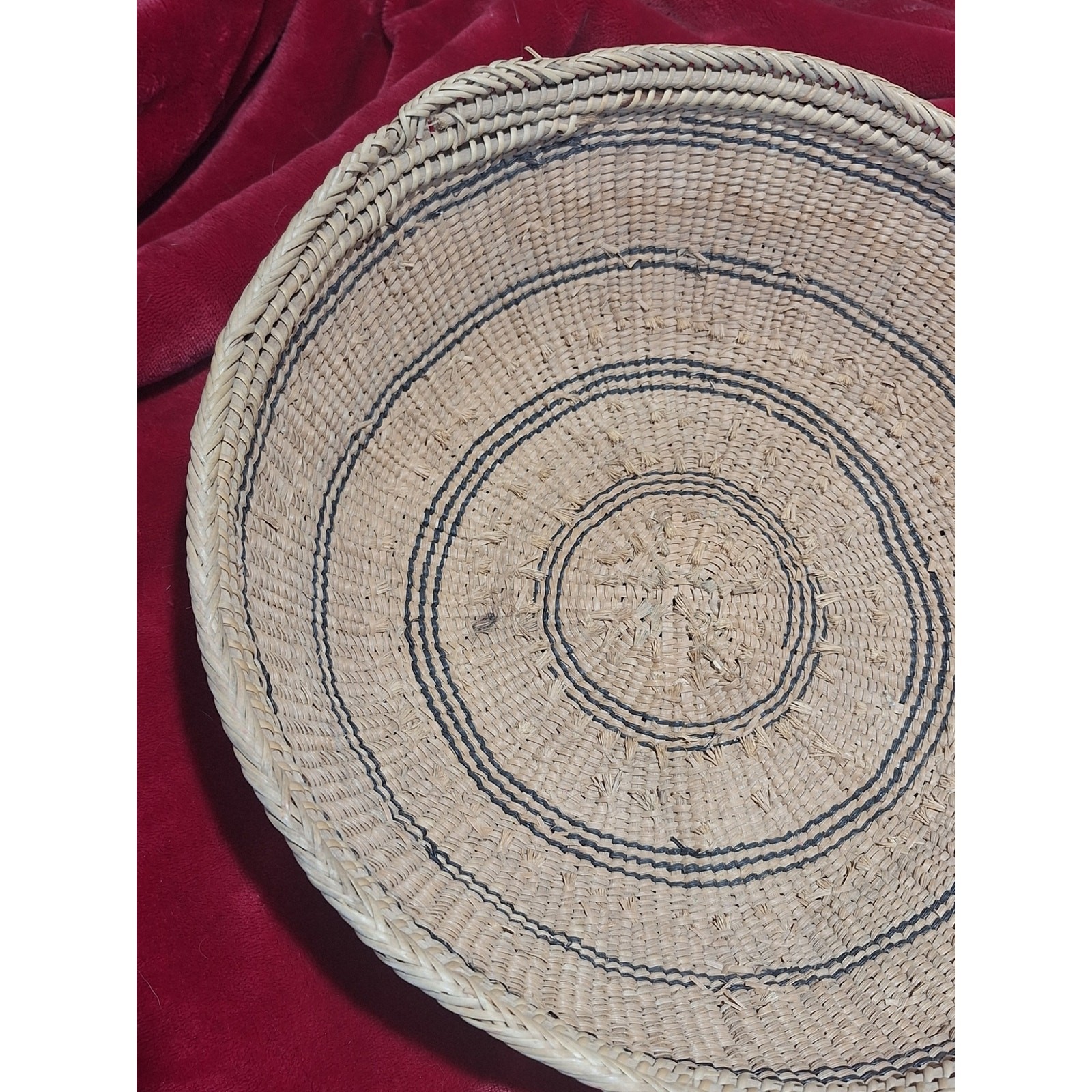 Vintage Indigenous Yanomami Amazonian Palm Fiber Basket Tray Brazil Handwoven 13