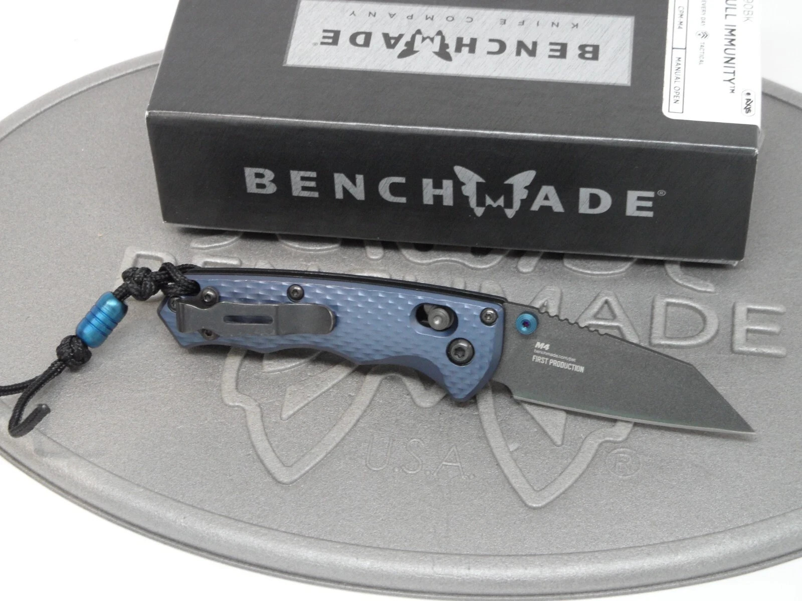 Benchmade 290BK Full Immunity AXIS CPM-M4 Blue Aluminum Folding Knife USA