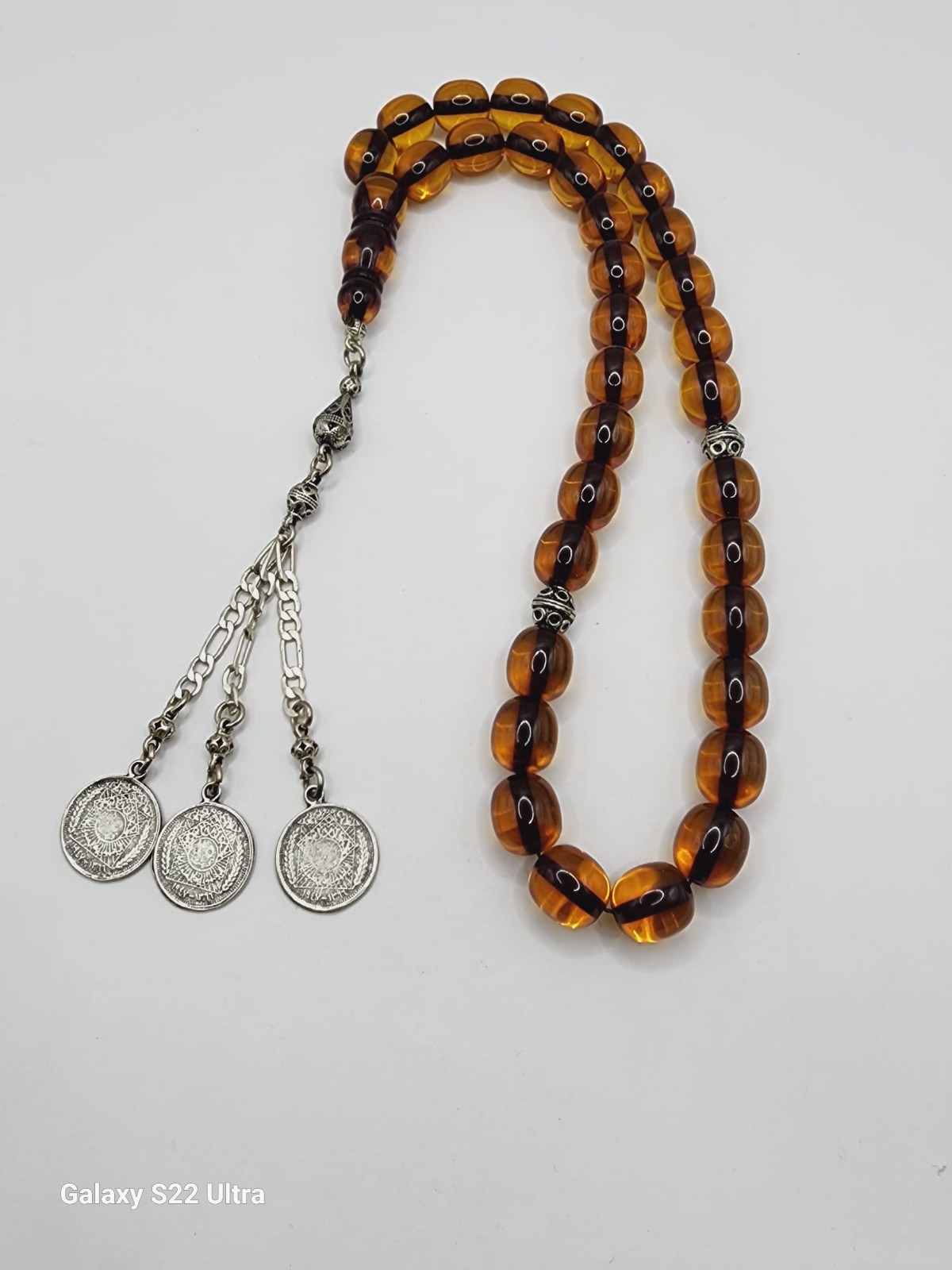 Rare Vintage Rosary Faturan Germany Tesbih Misbaha Bakelite Handmade 33 Bead 78g