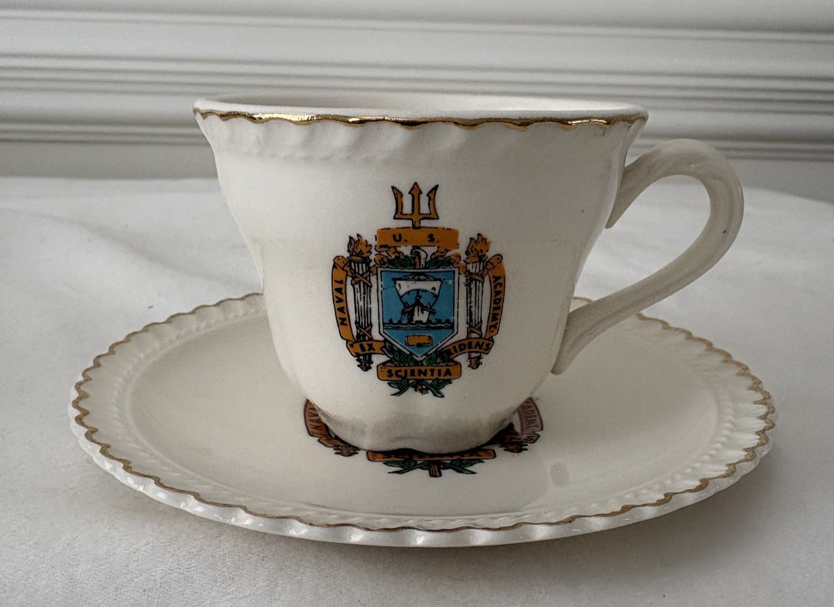 US Naval Academy Miniature Collectible Cup & Saucer - Academy Crest Seal