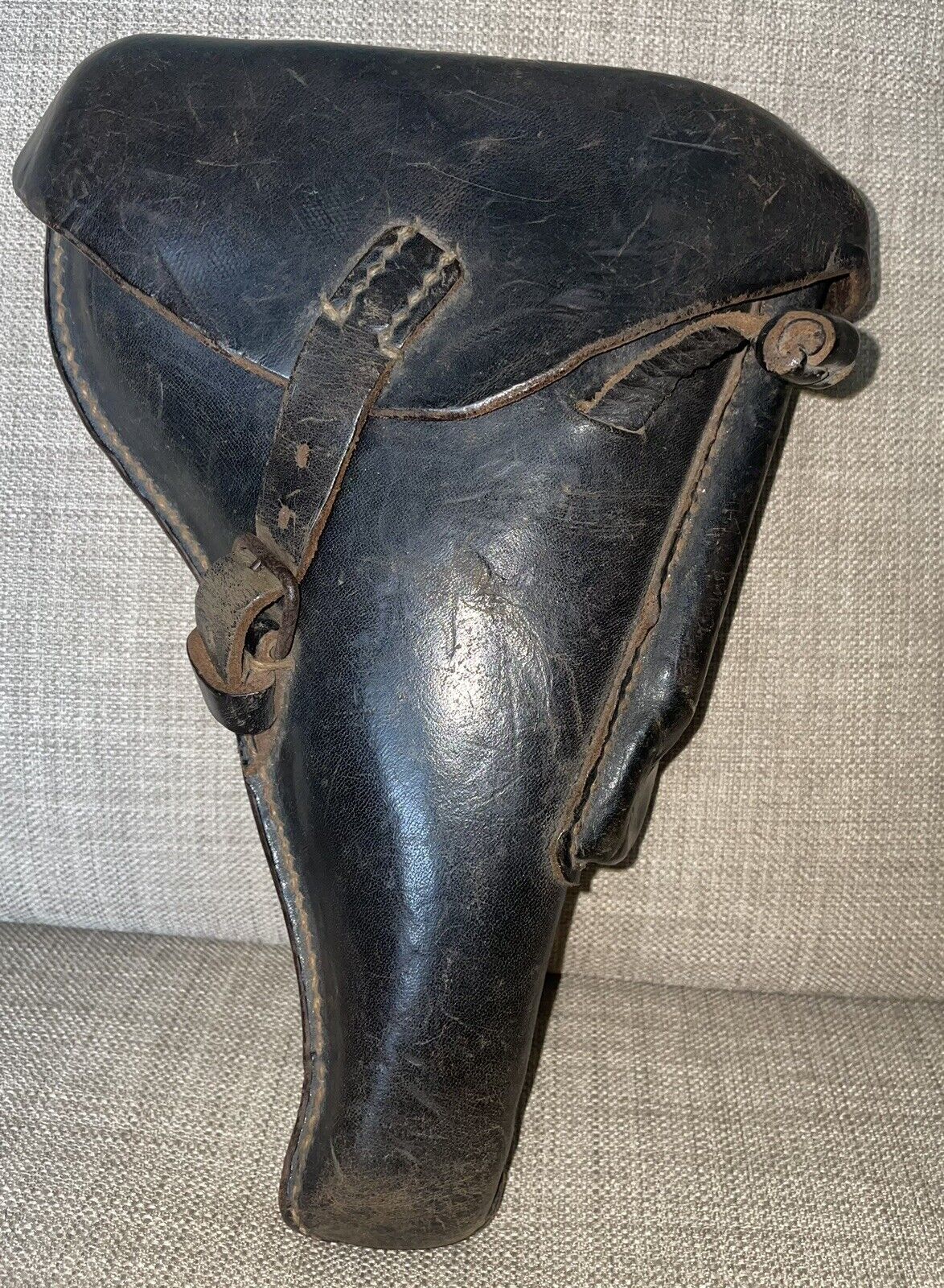 Vintage WWII German HARDSHELL LEATHER HOLSTER Walther / Mauser P38 & Luger P08