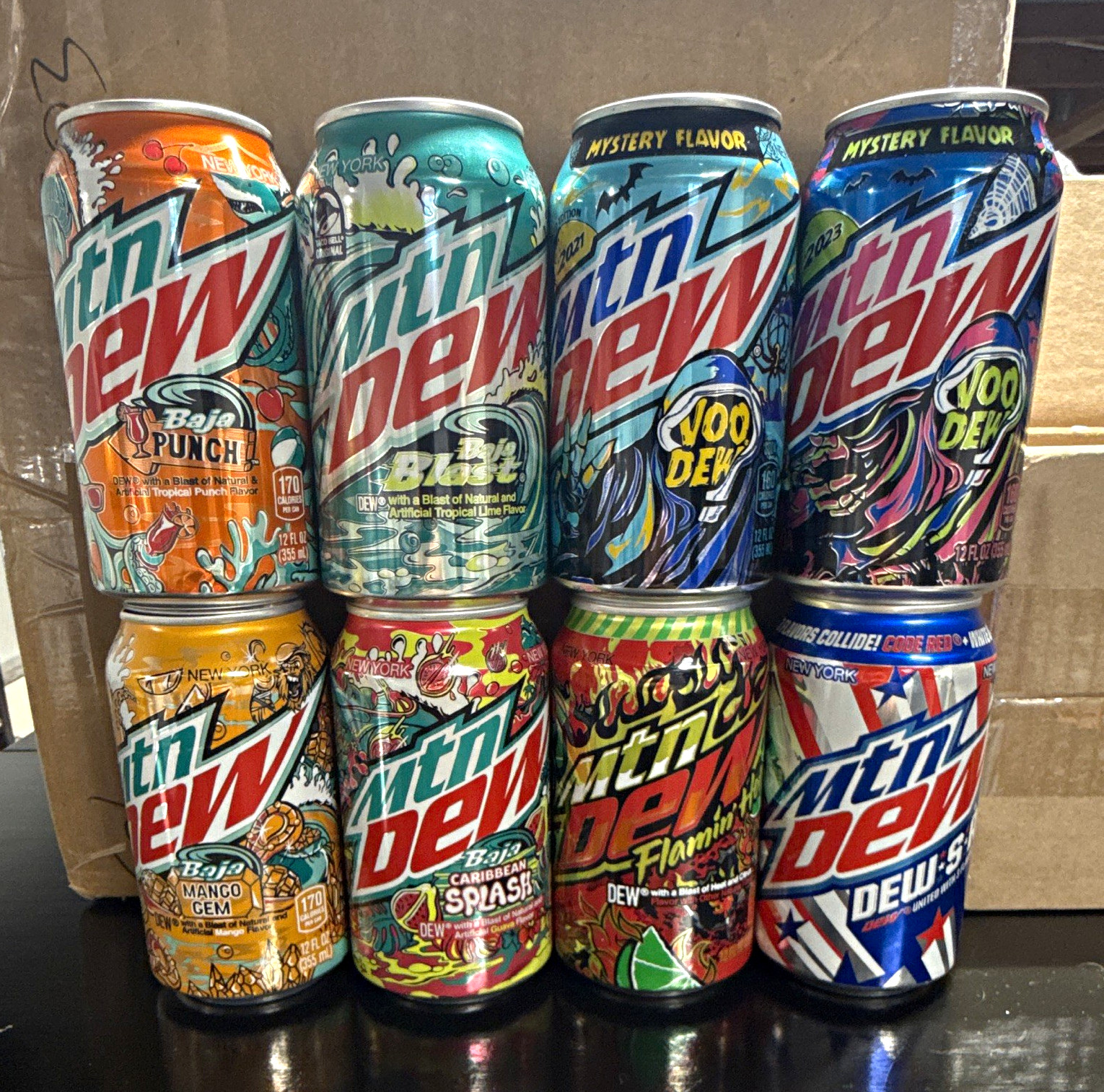 Mountain Dew Lot of 8 New York editioned cans