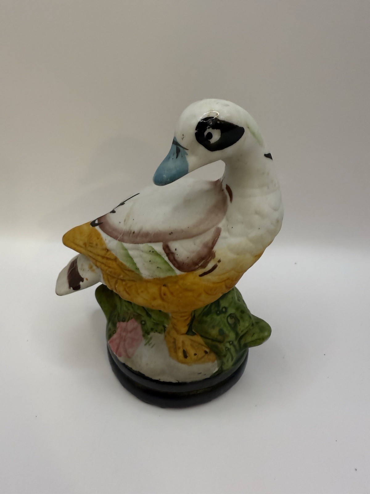 Vintage Ceramic Blue Billed Duck Figurine Made in Taiwan Figure 4.5\