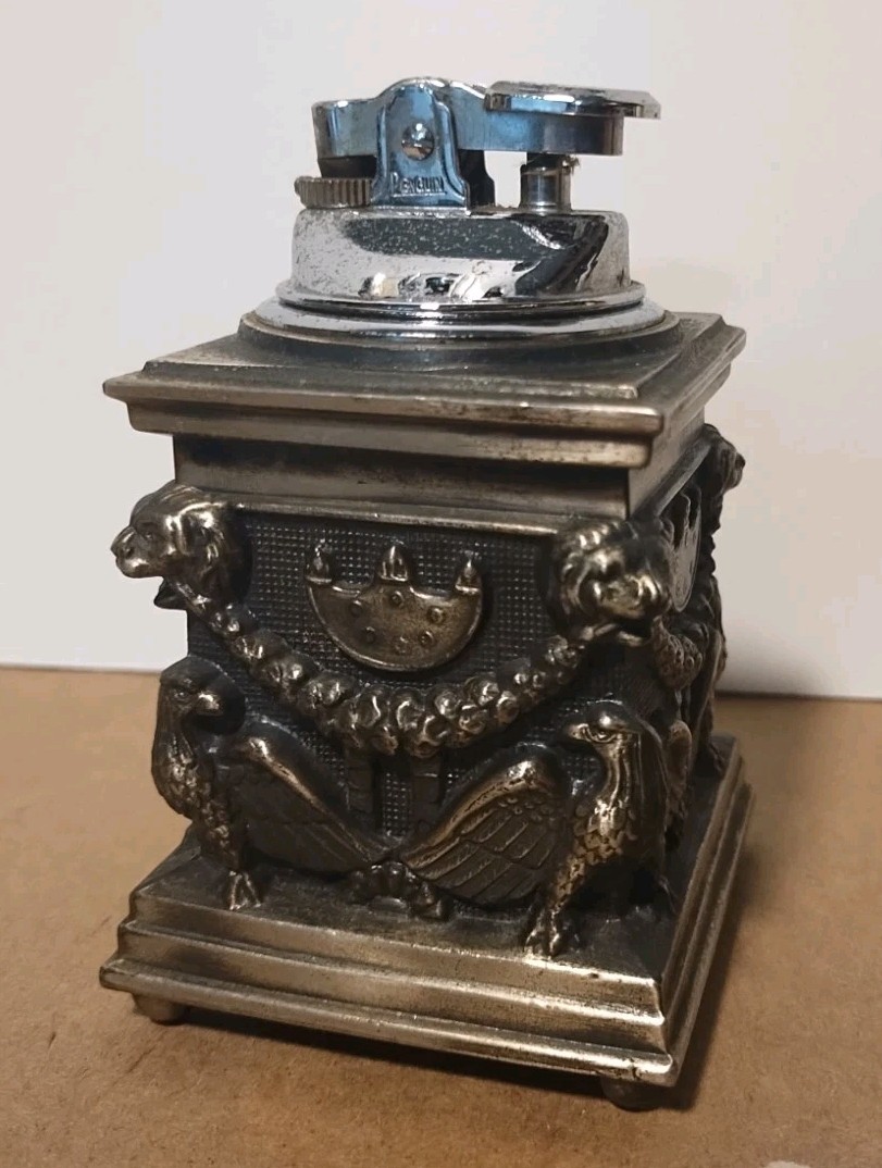 Vtg MID-CENTURY Penguin Brand JAPAN Federal Eagle Pillar BUTANE TABLE LIGHTER Vtg MID-CENTURY Penguin Brand JAPAN Federal Eagle Pillar BUTANE TABLE LIGHTER