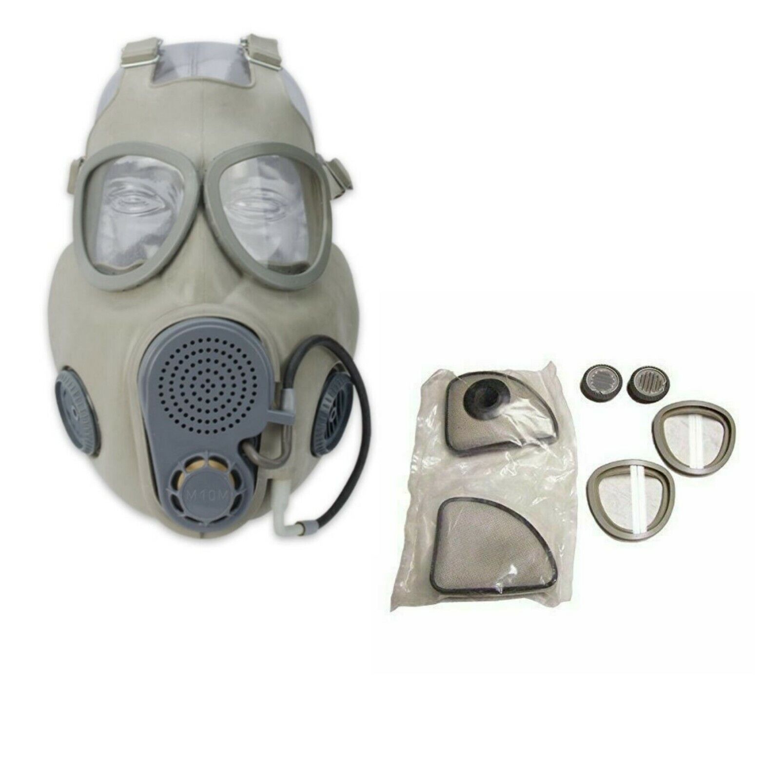 Military Czech Gas Full Face Mask M10M NBC w/Hydration Drinking Straw & Filters