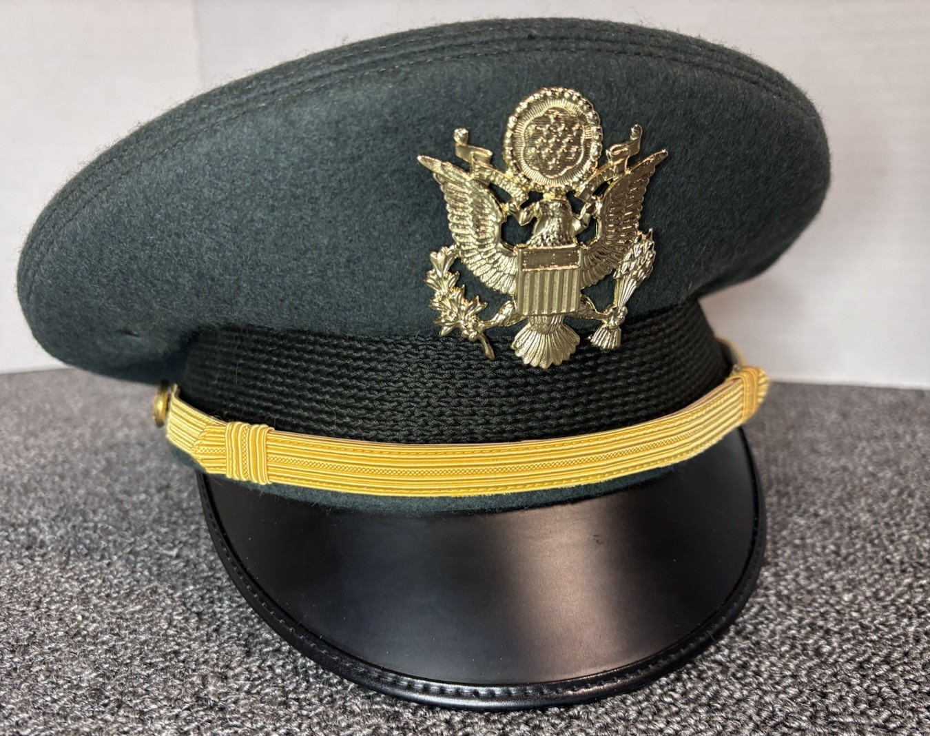 Vintage Kingform Cap De Luxe US Army Green Officer Service Hat Size 7 1/8 Cover
