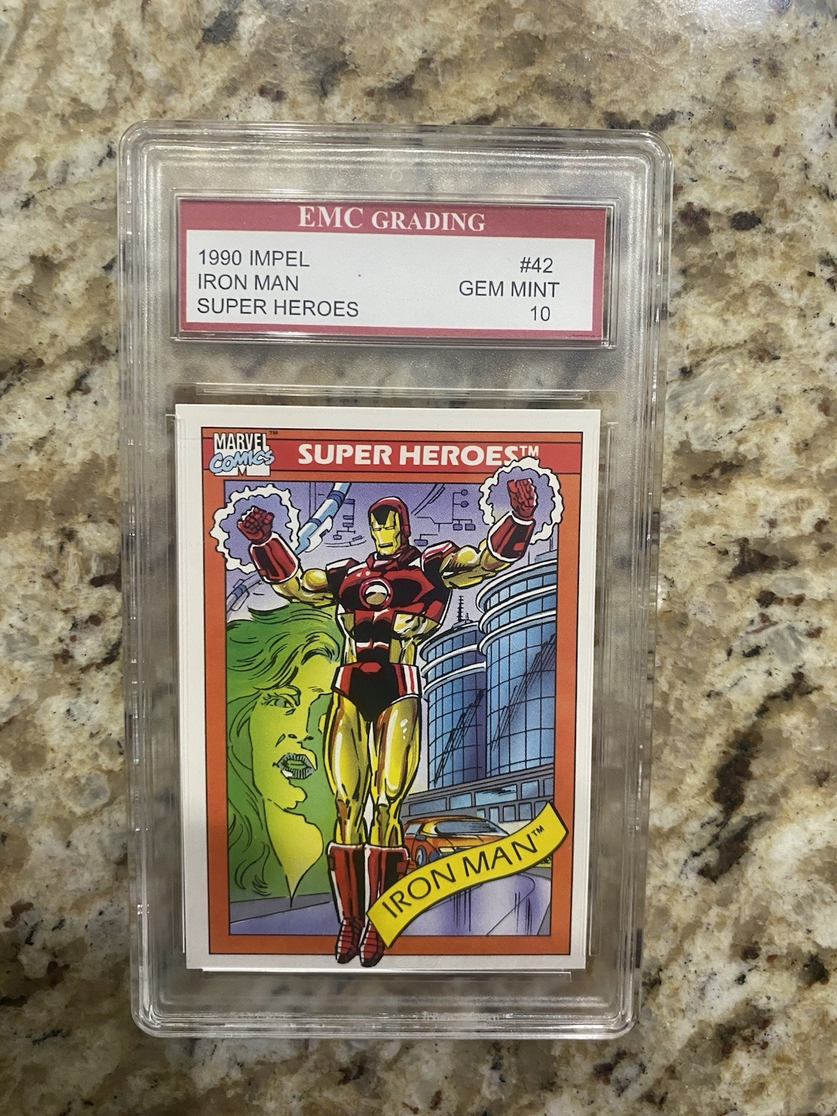 IRON MAN  1990 Impel Marvel Card #42 GRADED 10 MINT🔥