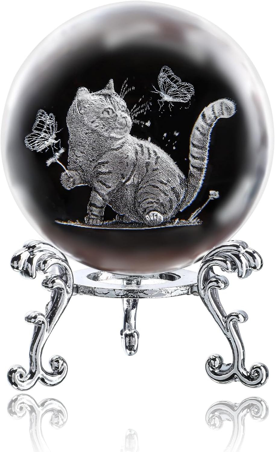 3D Cat Crystal Ball with Stand Laser Engraved Kitten Figurine Gift 3D Cat Crystal Ball with Stand Laser Engraved Kitten Figurine Gift