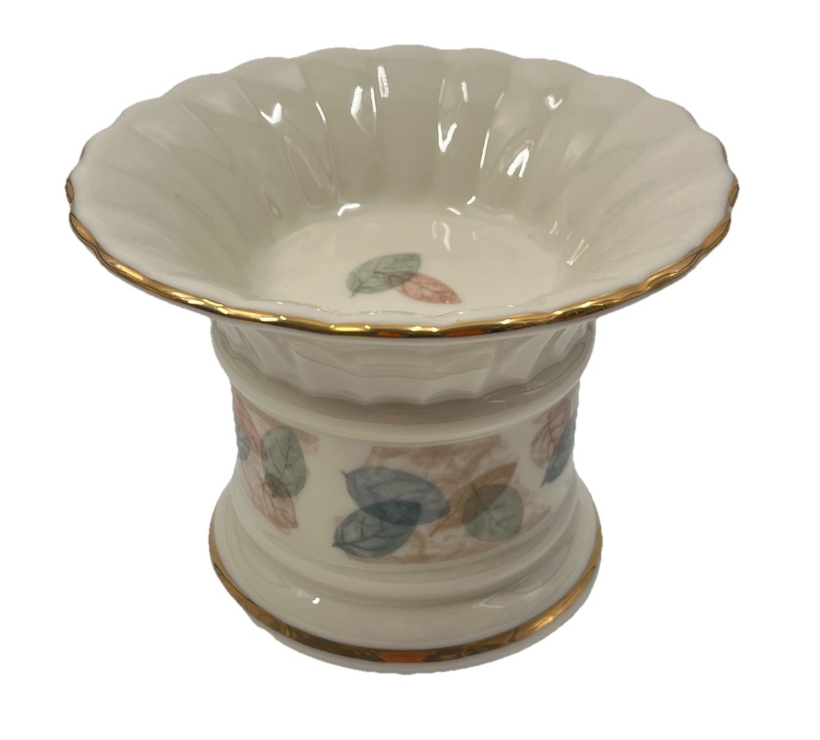 Lennox Nature Impressions Drifting Leaves Porcelain Pillar Candle Holder