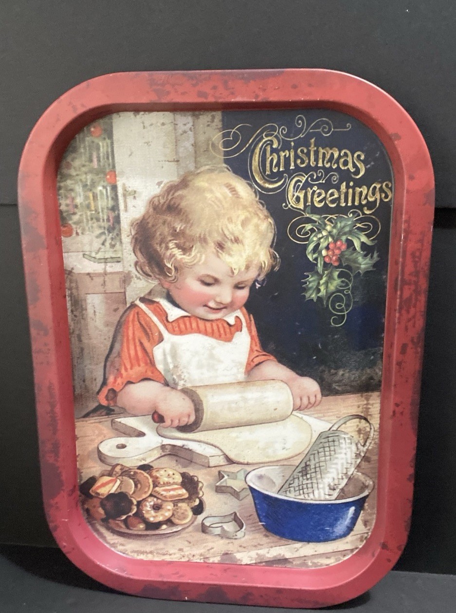 Ohio Wholesale Vintage Victorian Style “ Cookies For Christmas” Tin Serving Tray