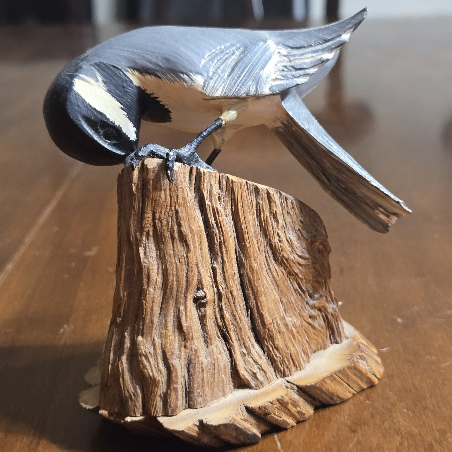 Vtg Chickadee Bird Walter & Betty Ruch Hand Carved Wooden Sculpture 3.5\