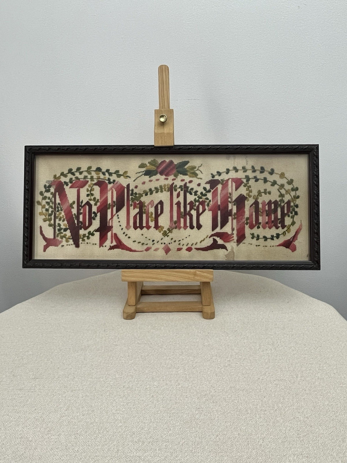 🟢 Victorian Pin Paper Punch Moto Sampler “Home Sweet Home”  Nicely Framed