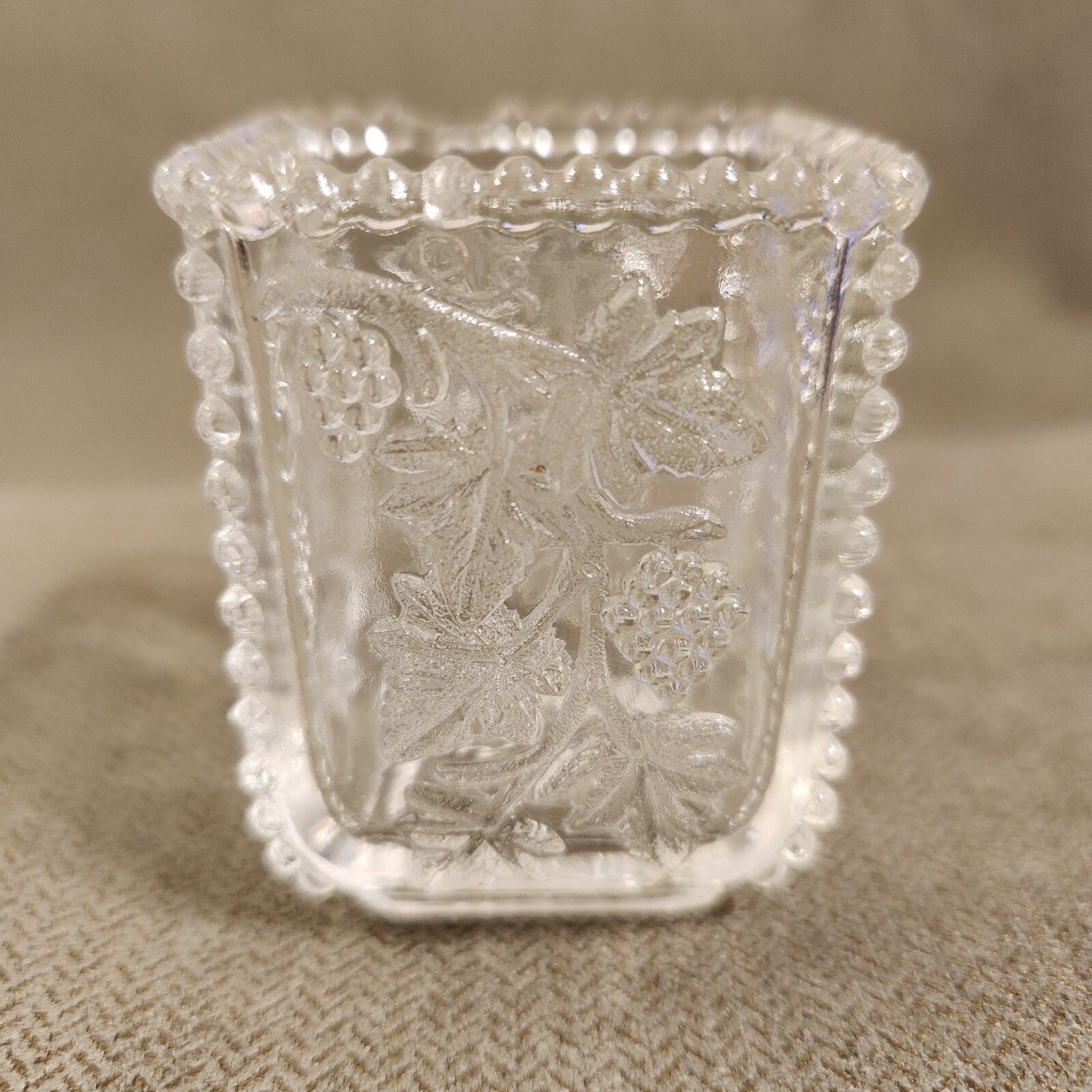 US Glass Vintage Beaded Grape Toothpick Holder 2-3/8\