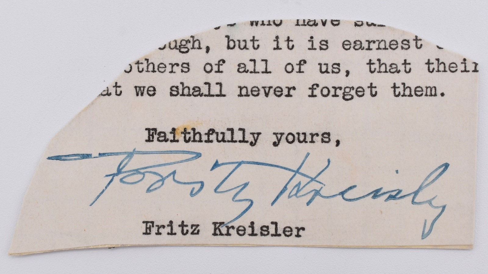 Fritz Kreisler, Autograph Clipping, Austrian-American Violinist & Composer Fritz Kreisler, Autograph Clipping, Austrian-American Violinist & Composer