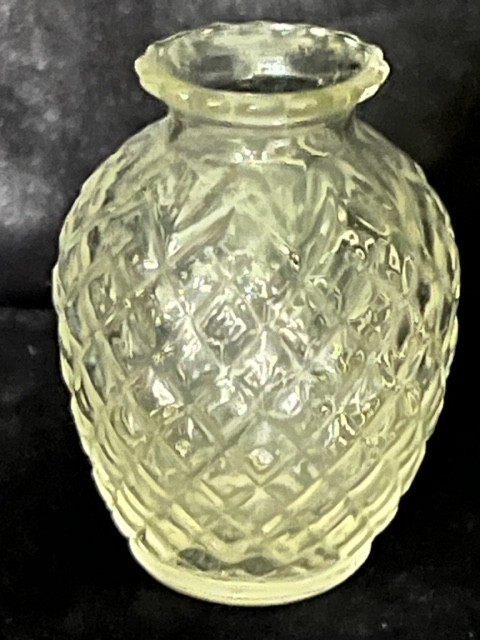 Antique Pressed Glass Small Vase with Diamond Pattern 3\
