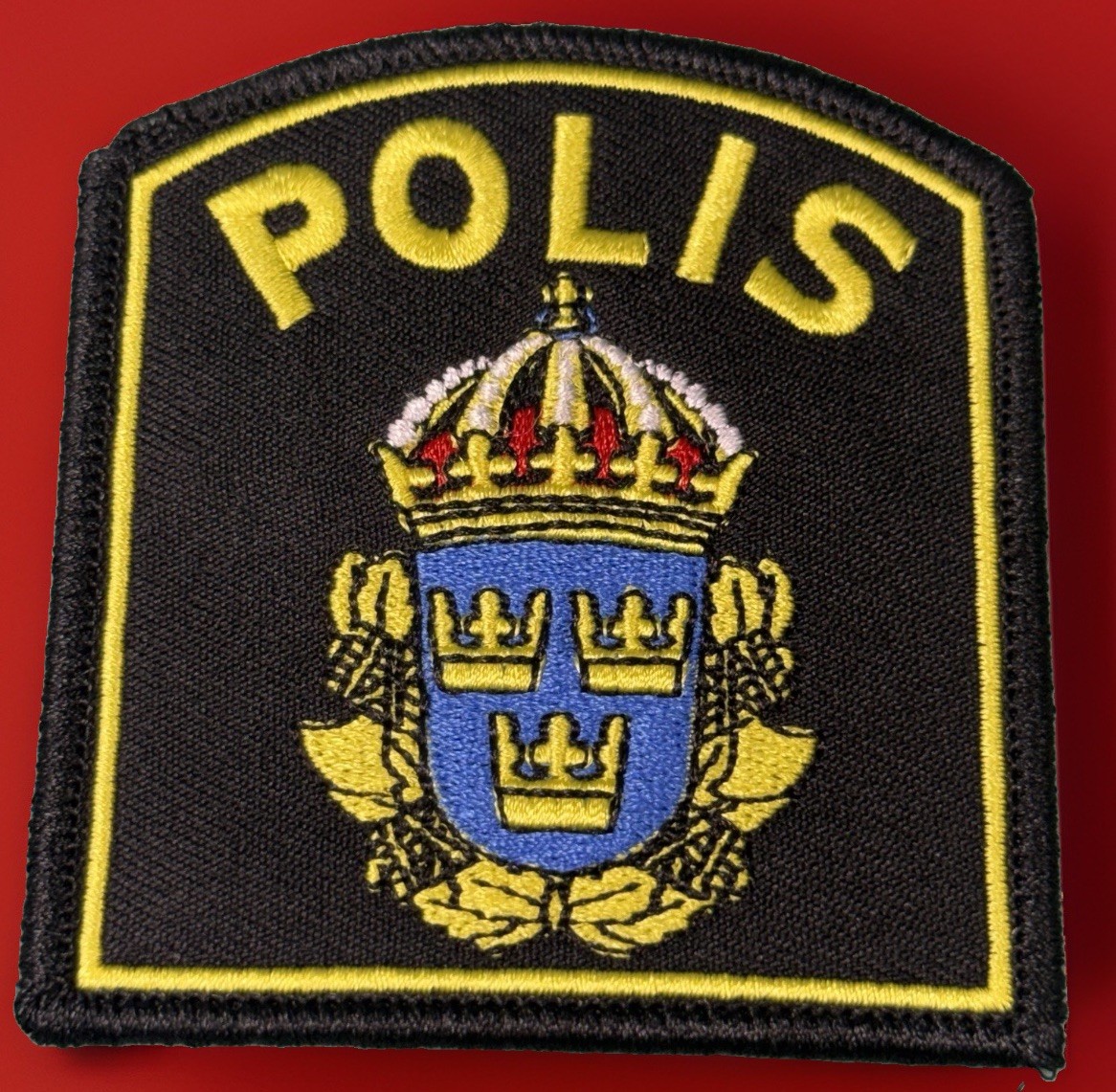 Vintage Sweden Swedish Police Authority Shoulder Iron On Patch Polis Embroidered