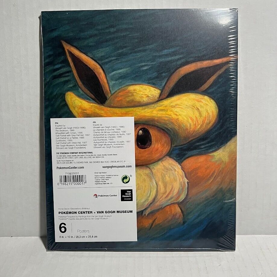 Pokemon Center x Van Gogh Museum 6 Pack Poster Collection Brand New Sealed