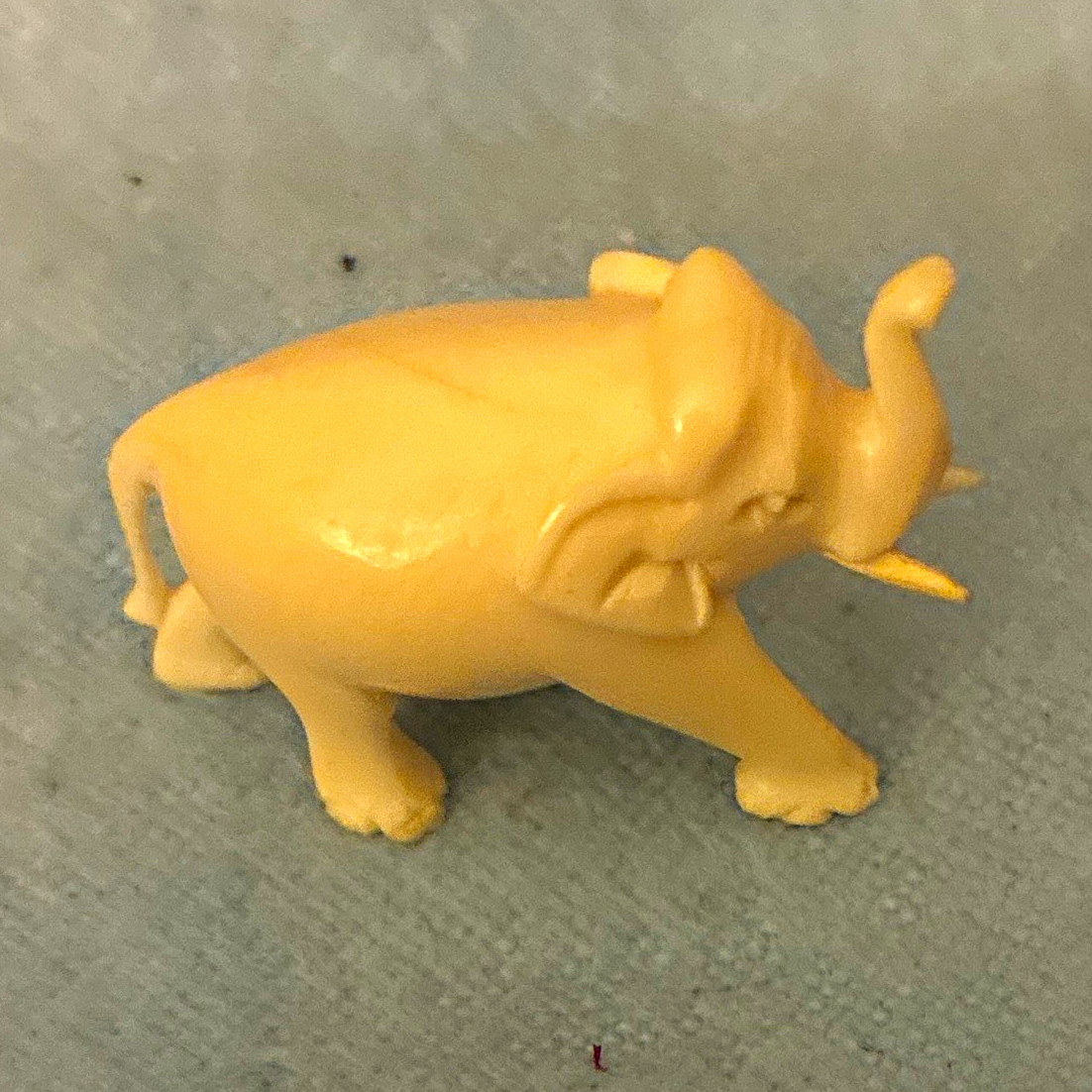 Small Ivory/Beige Plastic Elephant Figurine w/ Tusks - Mini Elephant Statue