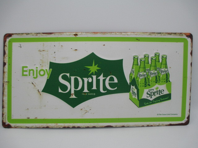 Sprite Distressed Metal Sign Embossed Green Taste Its Tingling Tartness