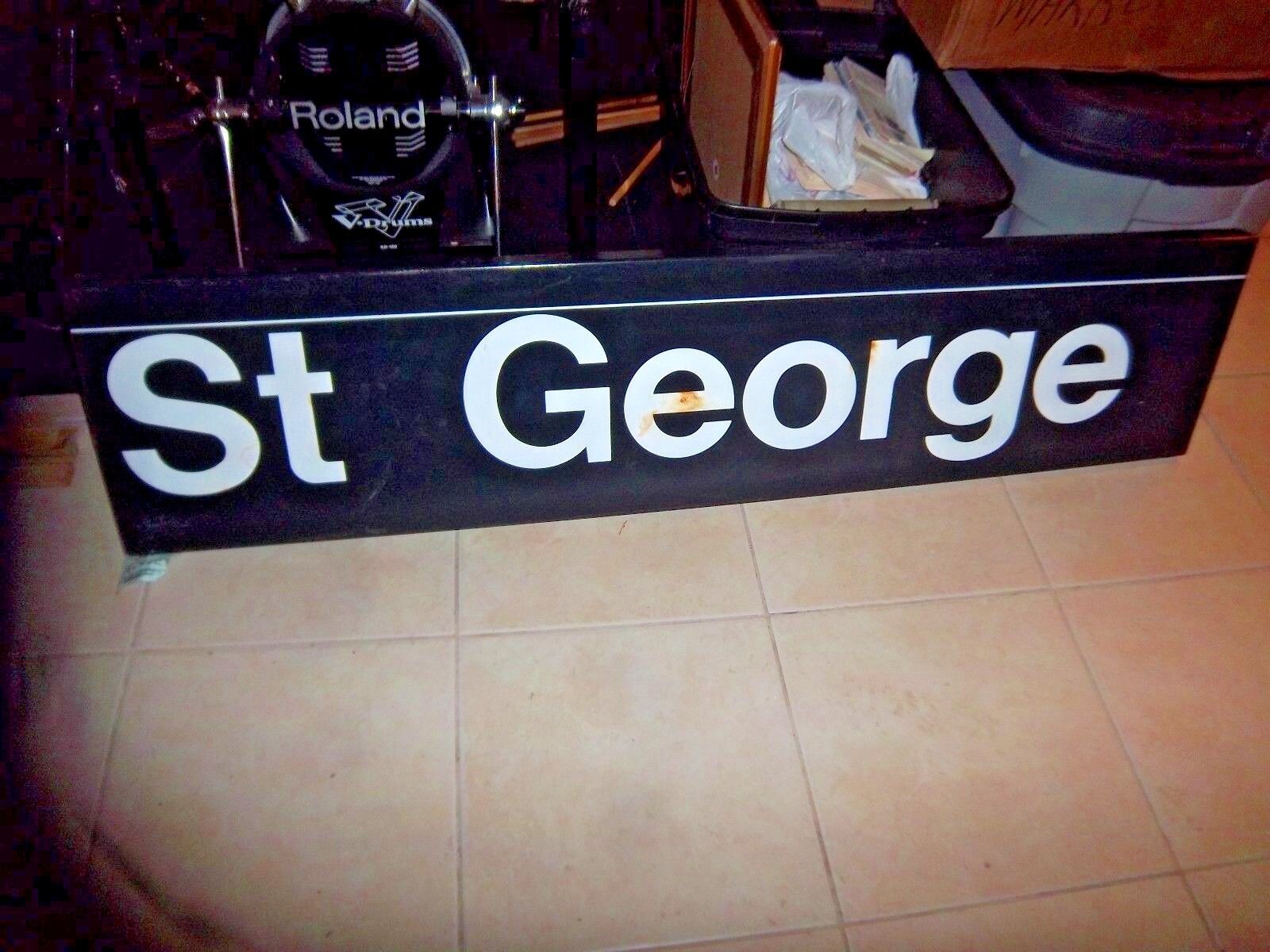 5 FT. NY NYC SUBWAY SIGN ST SAINT GEORGE ENAMEL STEEL STATEN ISLAND STATION SIGN