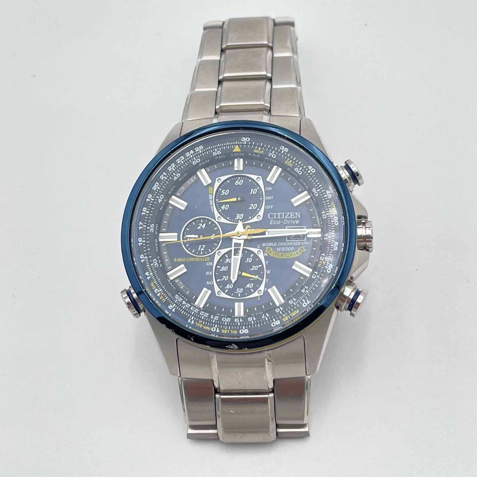 Citizen Eco-Drive Blue Angels Mens Radio Controlled Chronograph Stainless Watch