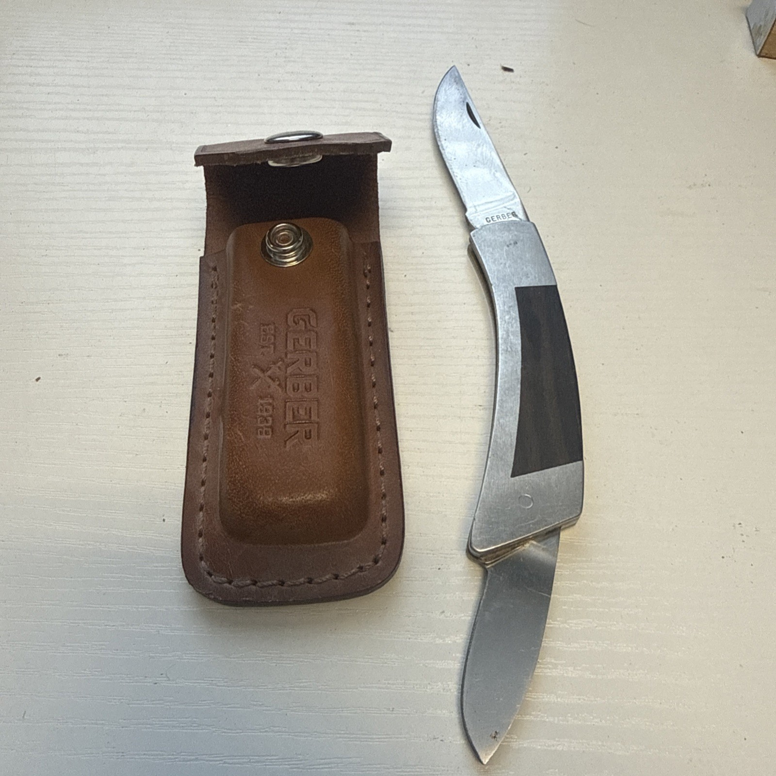 Vintage Gerber Folding Sportsman IID Double Blade Knife, Portland, Oregon Sheath Vintage Gerber Folding Sportsman IID Double Blade Knife, Portland, Oregon Sheath
