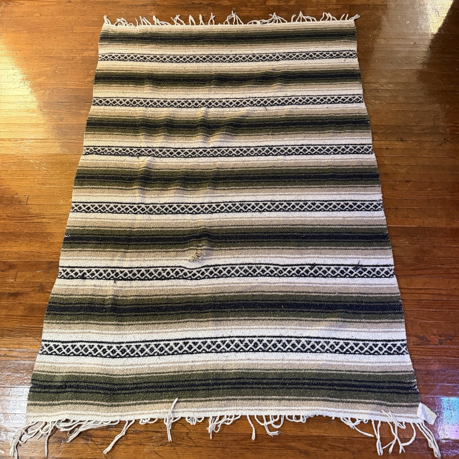 Vintage 90s Navajo Style Throw Blanket Native American 75x47