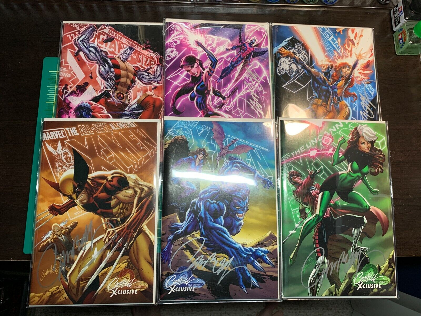 Uncanny X-Men #1, J Scott Campbell variant set of 6, Signed with COA