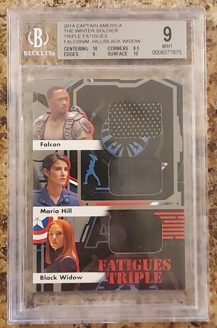 2014 Upper Deck Captain America Maria Hill Black Widow Fatigues Relic #FT6 BGS 9 2014 Upper Deck Captain America Maria Hill Black Widow Fatigues Relic #FT6 BGS 9