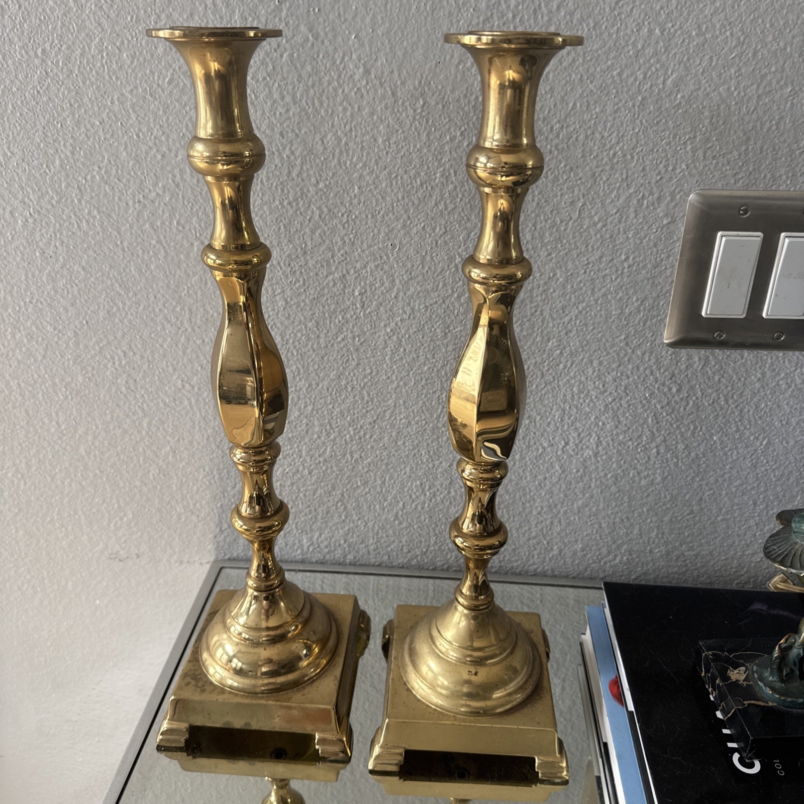 SOLID BRASS CANDLESTICKS HUGE 17.5\