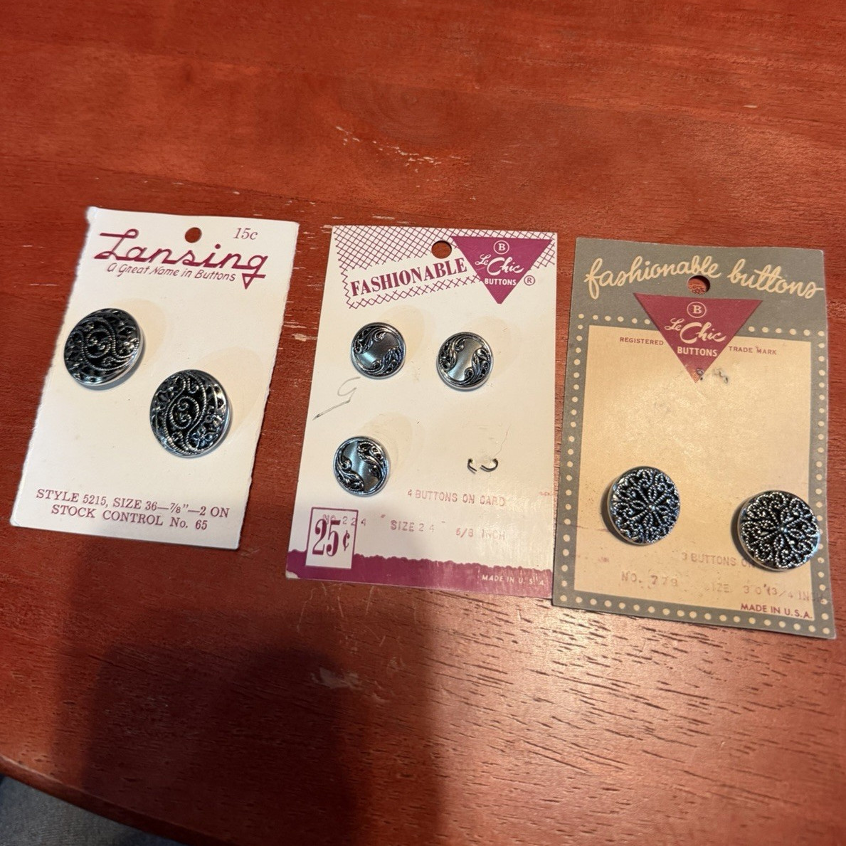 Vtg Antique Ornate Metal Buttons Lot Le Chic Lansing Carded Mirror Back Filigre