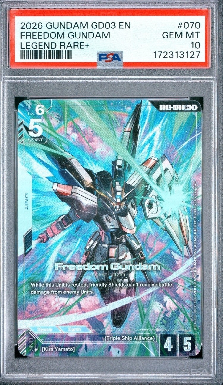 2026 GUNDAM GD03-STEEL REQUIEM #070 FREEDOM GUNDAM LEGEND RARE+ PSA 10