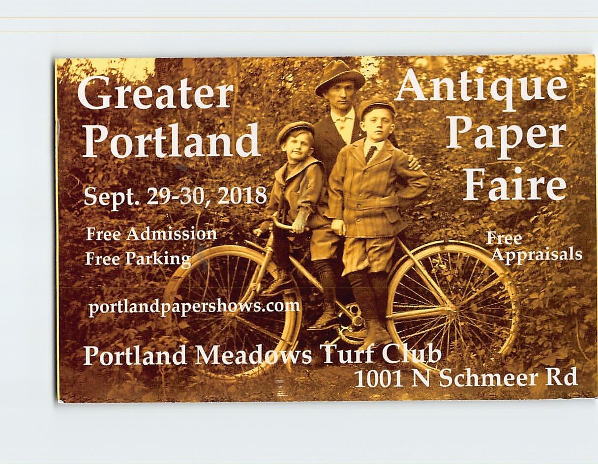 Postcard Greater Portland Antique Paper Faire, Portland Meadows Turf Club, OR