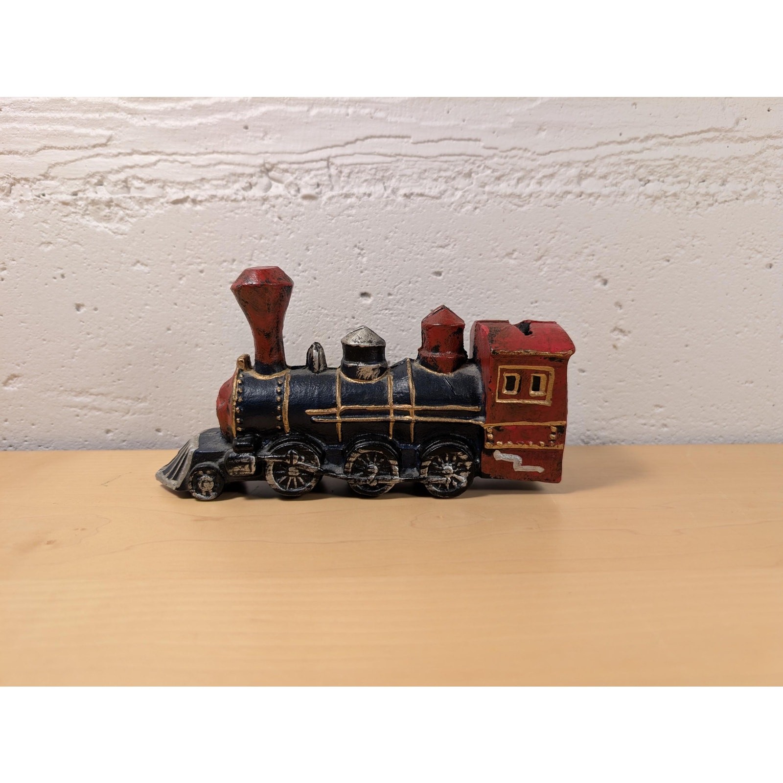Vintage Cast Iron Train Locomotive Coin Bank - Heavy