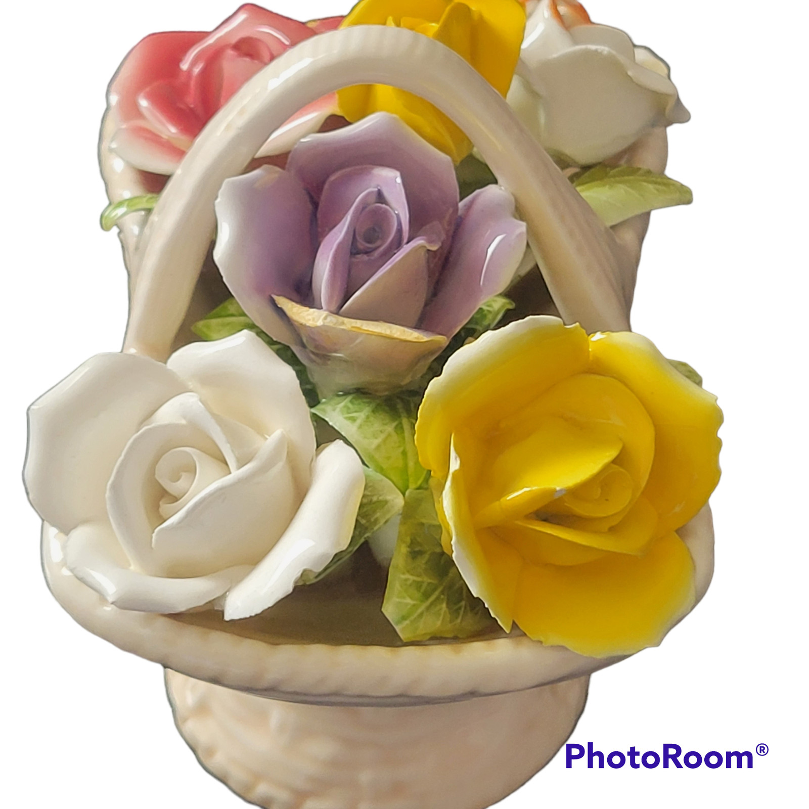 Ceramic Flower Basket Signed Japan Wicker looking Basket Excellent condition Ceramic Flower Basket Signed Japan Wicker looking Basket Excellent condition