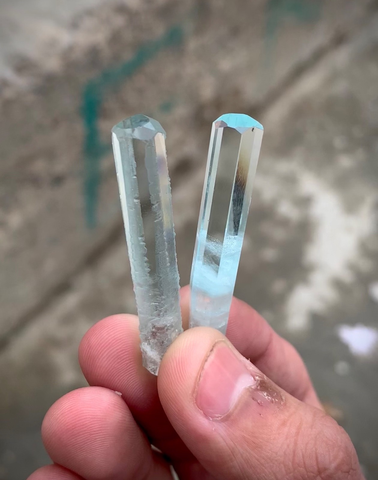 Natural Pair Of Aquamarine Crystals From Skardu Pakistan