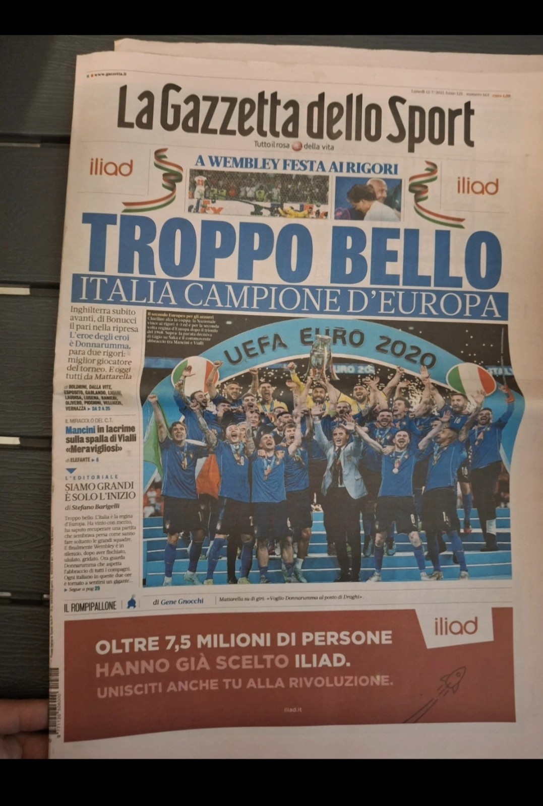 La Gazzetta dello Sport - 12/07/2021 - Italy European Champion.