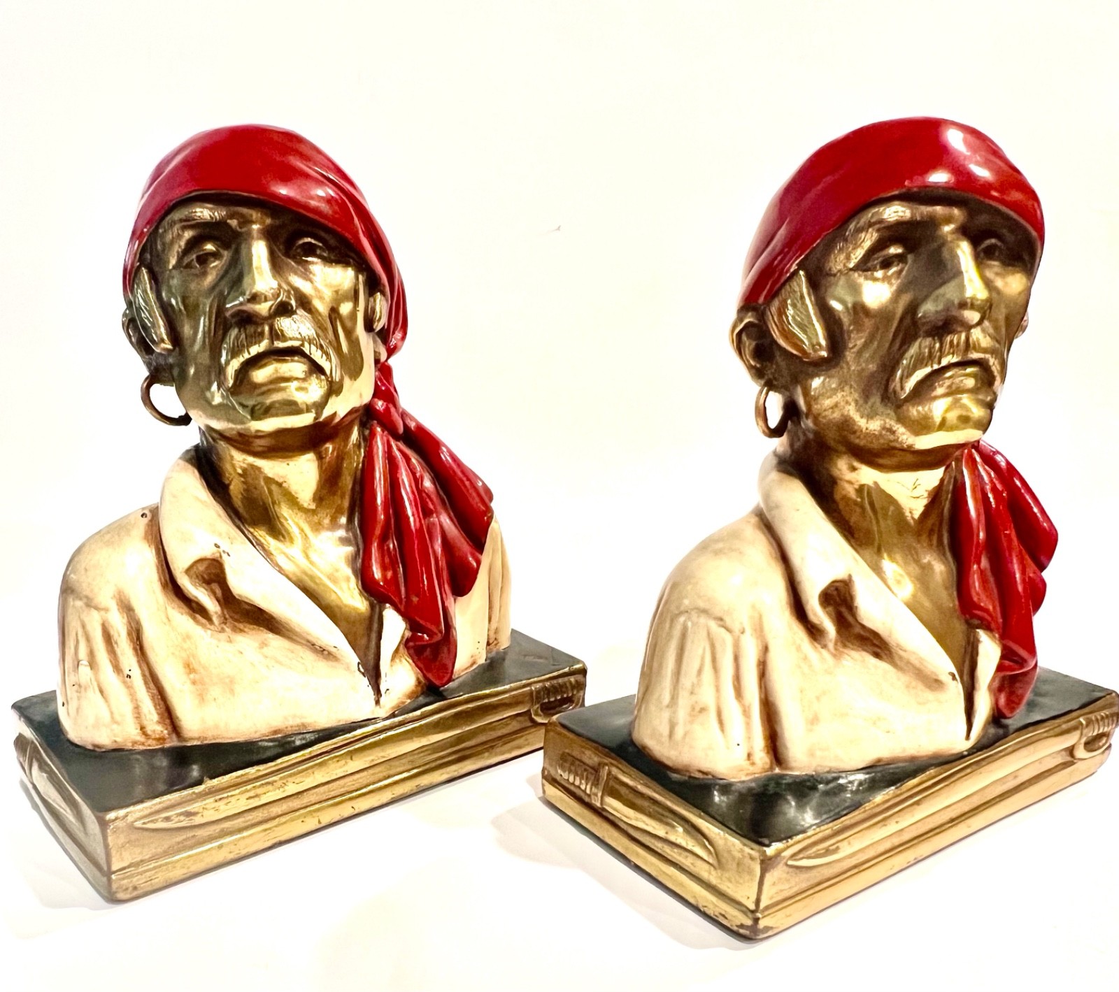 Vintage Marion Bronze Pirate / Buccaneer Bookends