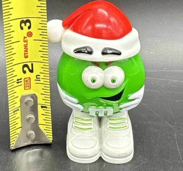 M&M\'S MINI\'S Candy Dispenser Santa Hat Green Body 3 1/2 Inches Tall