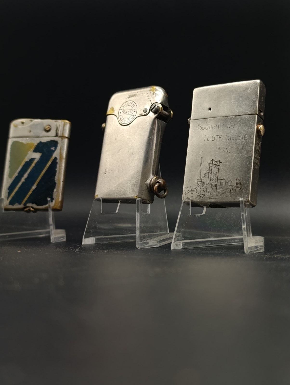 Lot 3 Automatic Lighters Collection FLATTY , Thorens, HW Hahway  (2 For Repair)