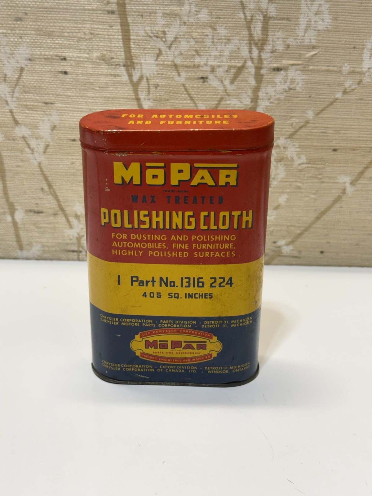 Vintage “Mopar” Automobile Polishing Cloth Tin