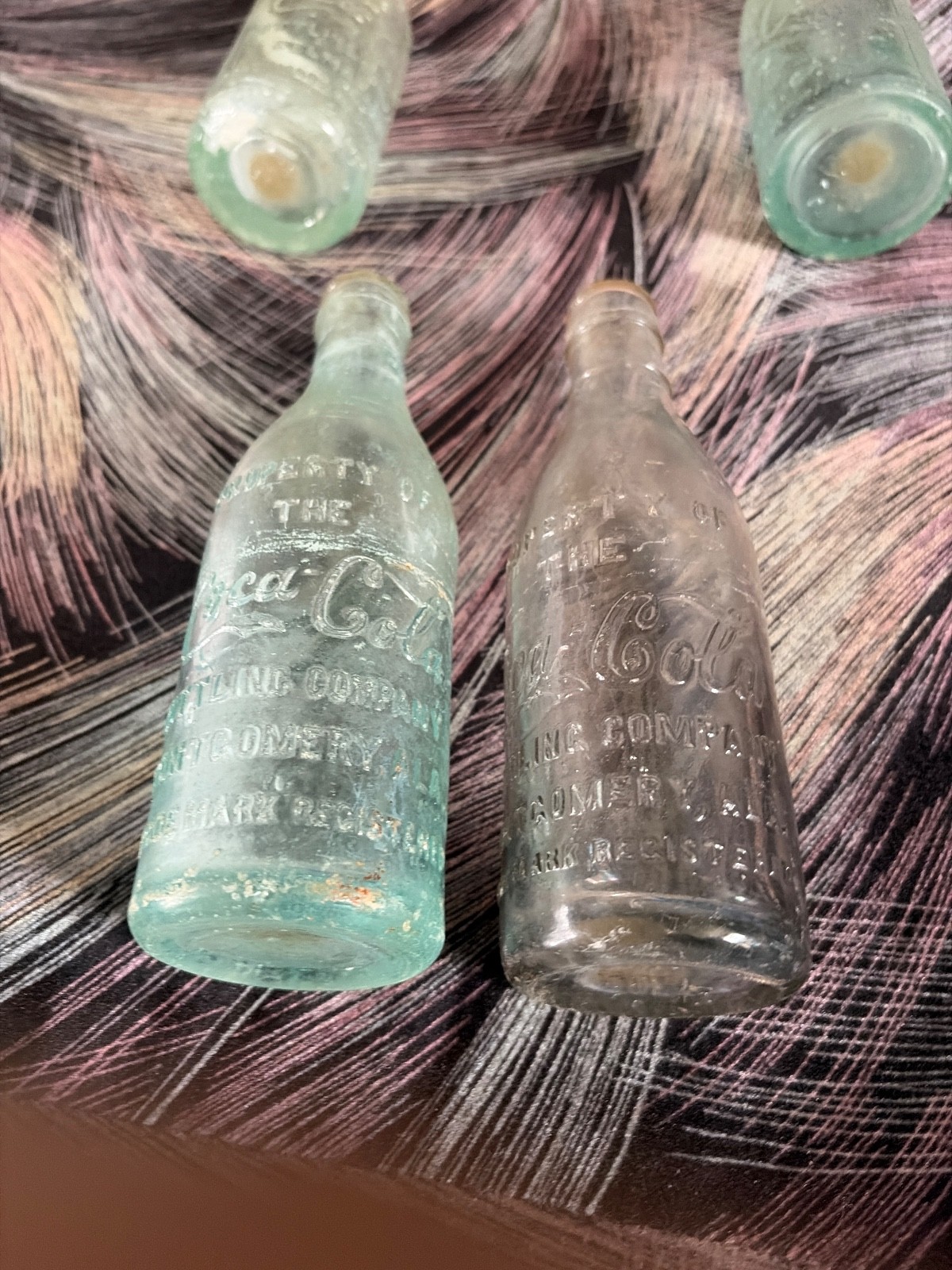 2 straight sided 1900s coca cola bottles montgomery ala. clear and aqua. gd von 2 straight sided 1900s coca cola bottles montgomery ala. clear and aqua. gd von