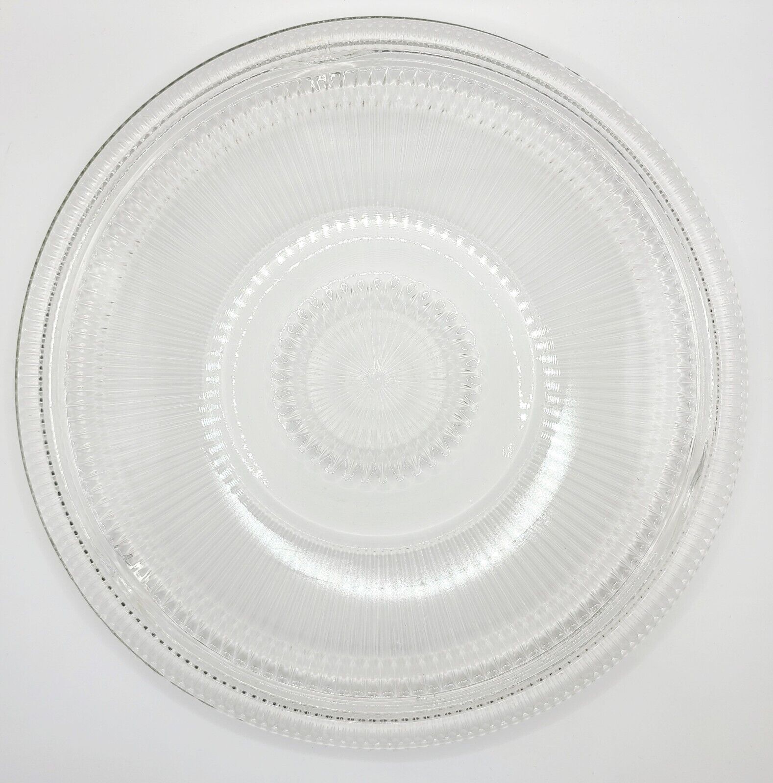 Vintage Jeannette Anniversary Clear Depression Cake Plate c1947-1975 12 1/2\
