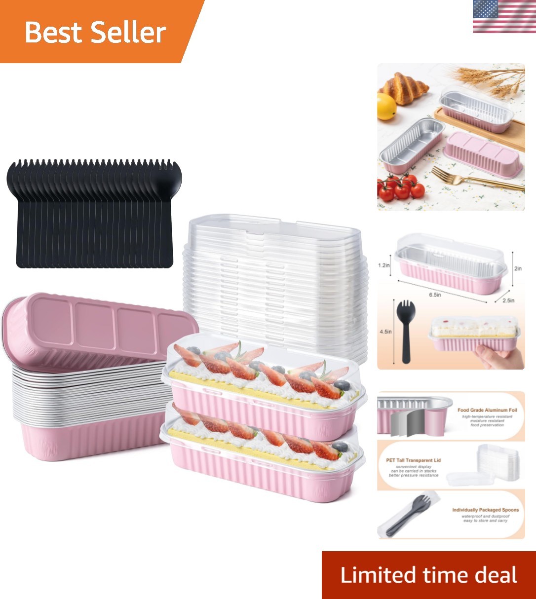 25 Pack Mini Cake Pans with Lids & Spoons - Perfect for Parties & Picnics