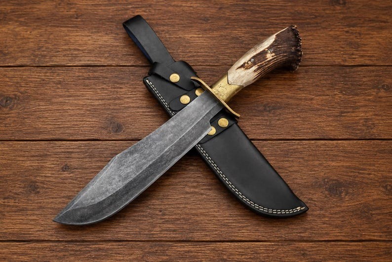 Inglorious Bastards Aldo Raine Antler Handle Bowie Knife With Leather Sheath