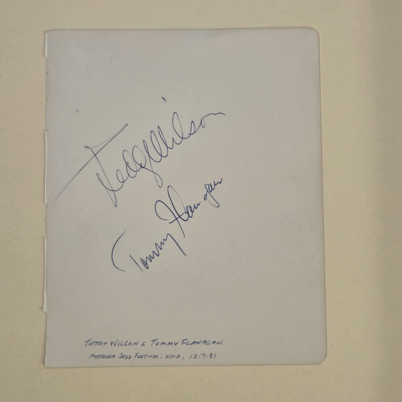 Teddy Wilson Tommy Flanagan Signed Jazz Musician Autograph Auto Pianist Teddy Wilson Tommy Flanagan Signed Jazz Musician Autograph Auto Pianist