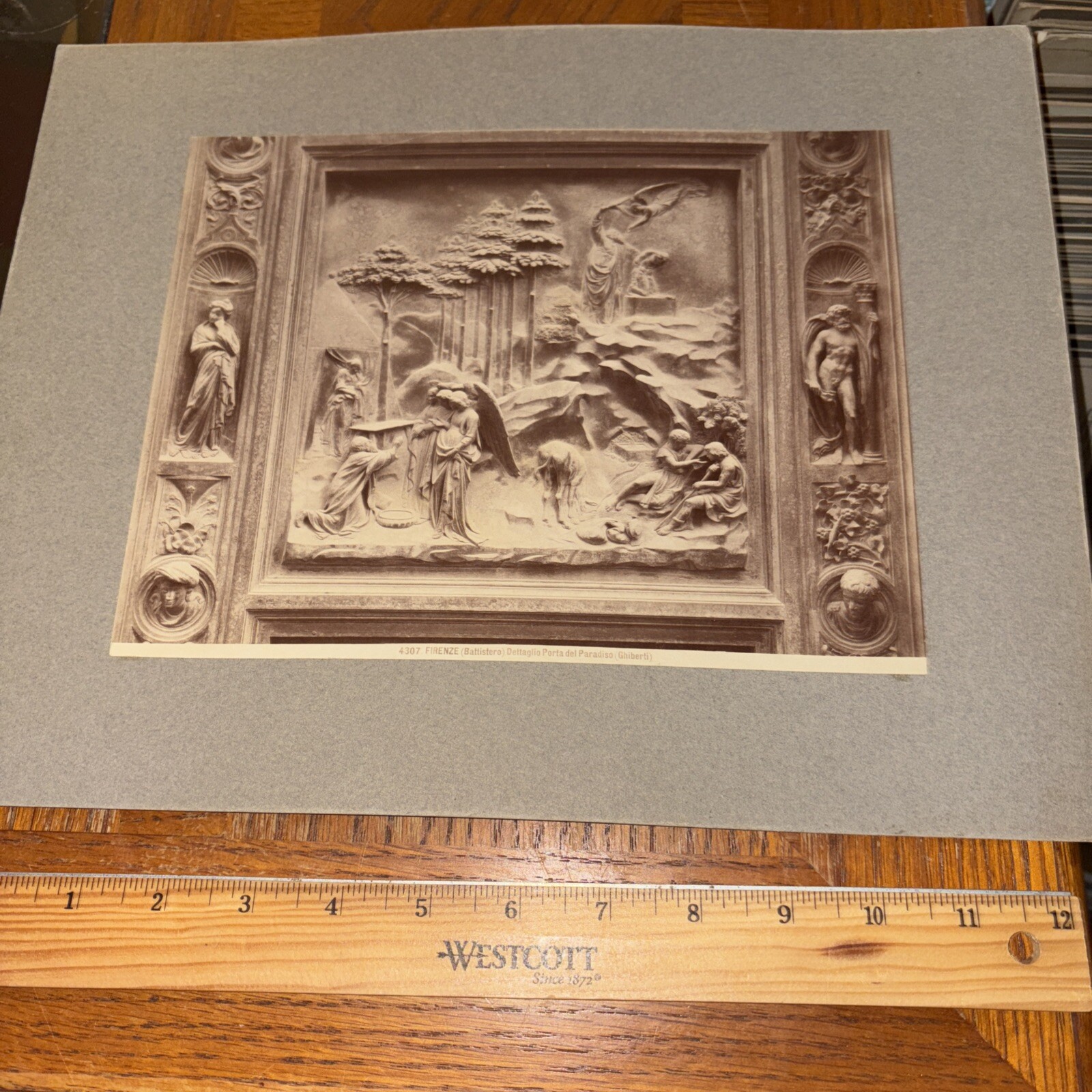 Vintage Lorenzo Ghiberti Italian Sculpture Mounted Photo: Sacrifice of Isaac