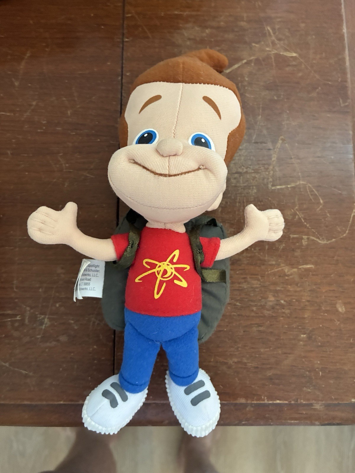 Jimmy Neutron Simon & Schuster 2003 Plush & 16 Page Book Tucked In Backpack RARE