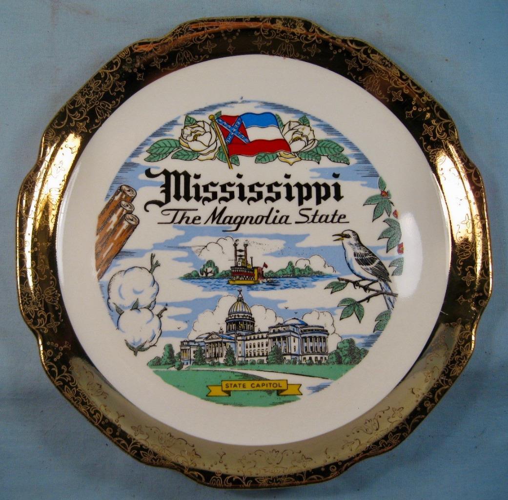 Mississippi Magnolia State Decorative State Plate Capsco Capitol Souvenir (O2)