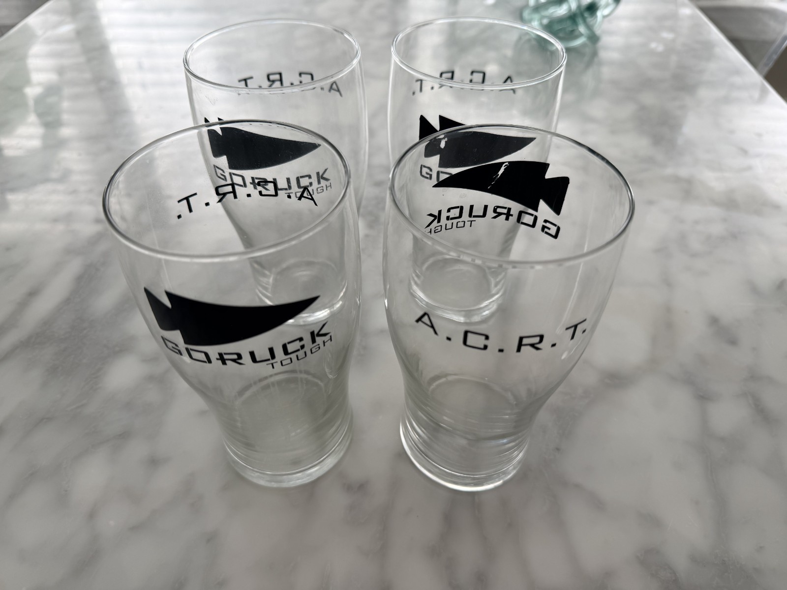 GORUCK A.C.R.T. Tour Tough Pint Glass Set X4 Beer Glass Breweriana Theme RARE